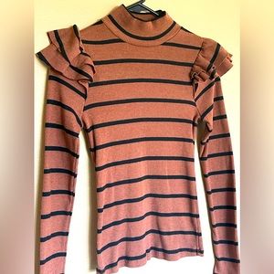 T.La Ruffled Turtleneck Top, very soft material, size XS